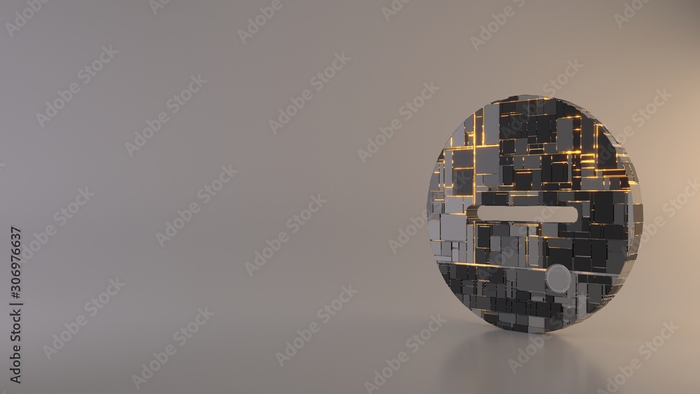 Poster light background 3d rendering symbol of minus icon