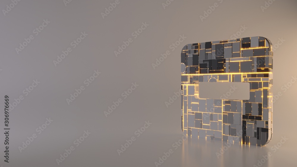 Poster light background 3d rendering symbol of minus square icon