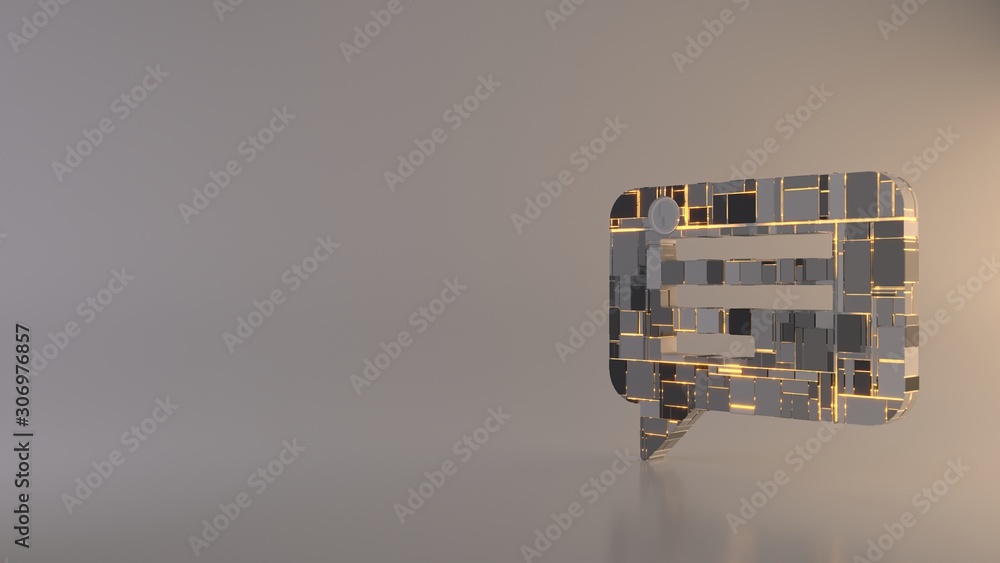 Poster light background 3d rendering symbol of multimedia icon