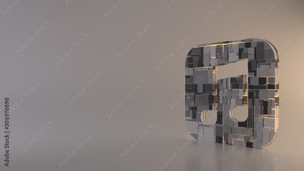 Poster light background 3d rendering symbol of music icon