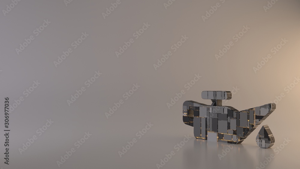 Poster light background 3d rendering symbol of oil can icon