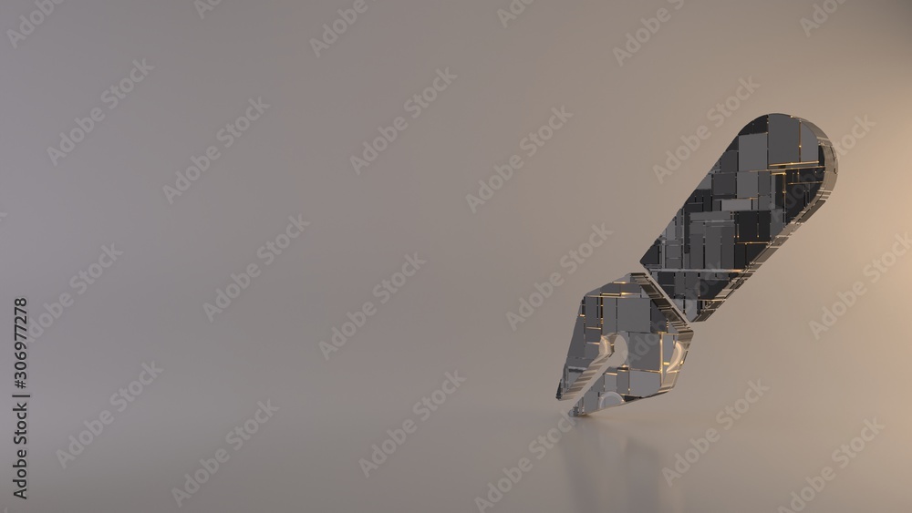 Poster light background 3d rendering symbol of pen fancy icon