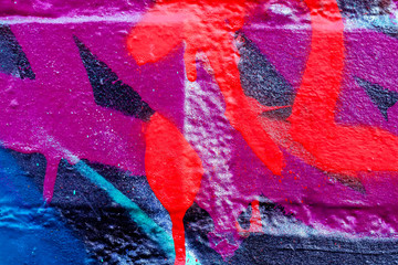 Beautiful bright colorful street art graffiti background. Abstract creative spray drawing fashion colors on the walls of the city. Urban Culture,  texture