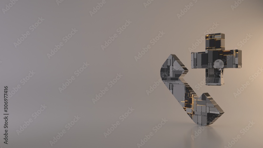 Poster light background 3d rendering symbol of phone call icon