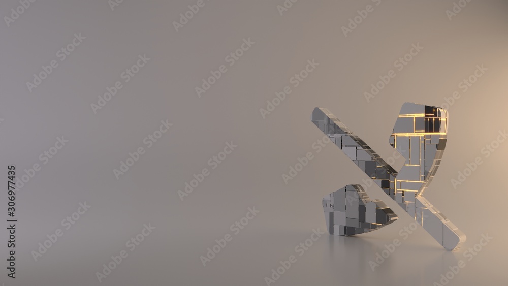 Poster light background 3d rendering symbol of phone slash icon
