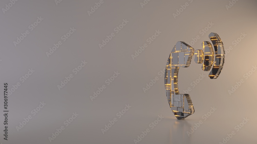Poster light background 3d rendering symbol of phone volume icon