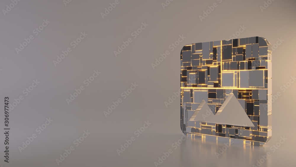 Poster light background 3d rendering symbol of photo icon