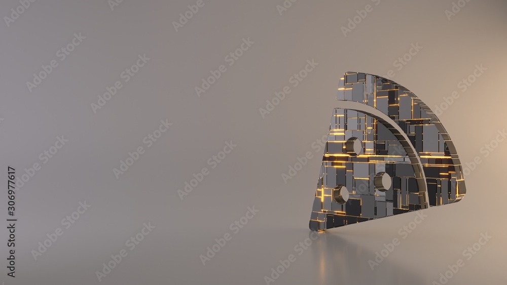 Poster light background 3d rendering symbol of pizza slice icon