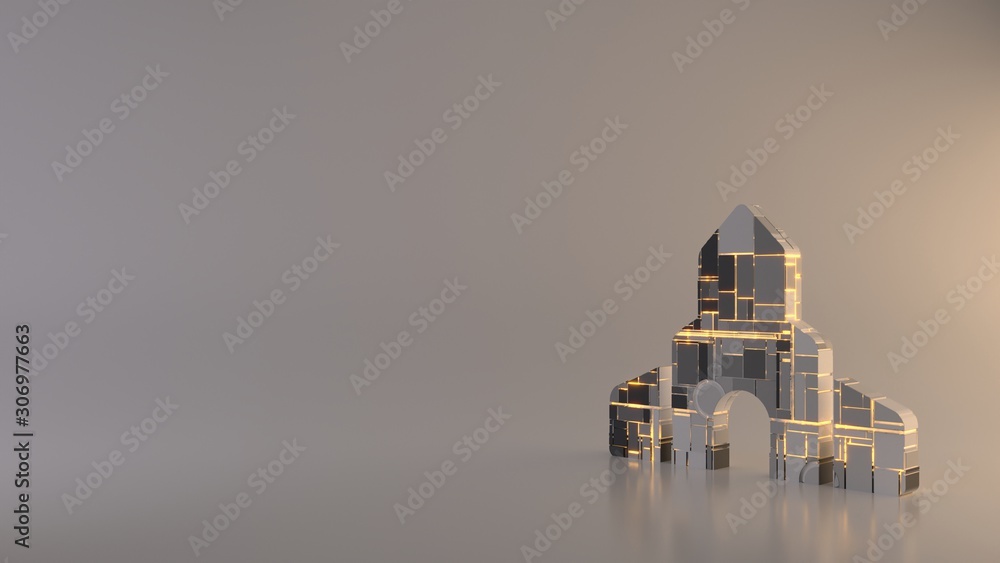 Poster light background 3d rendering symbol of place of worship icon