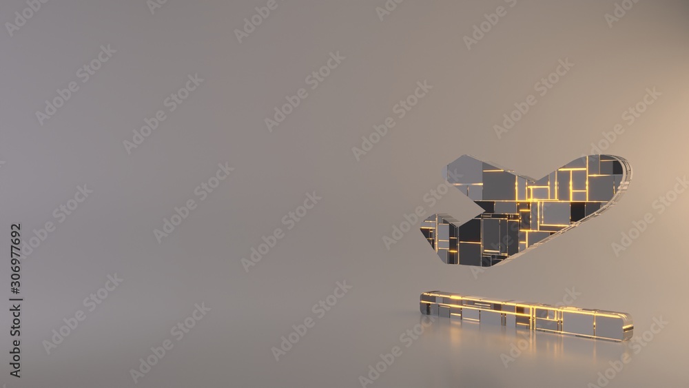 Poster light background 3d rendering symbol of plane departure icon