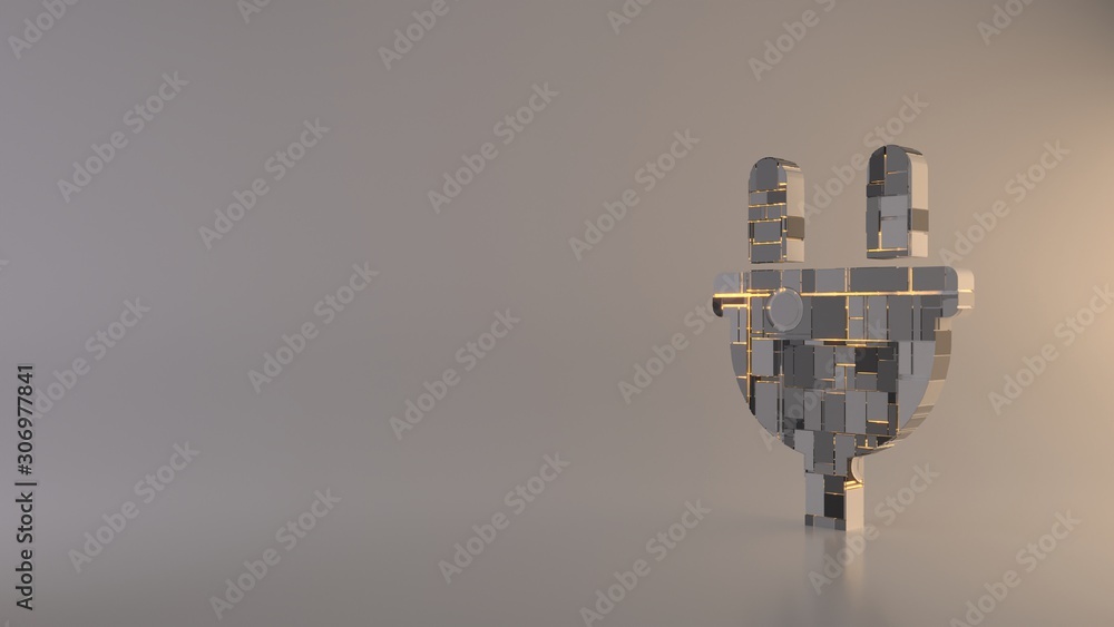 Poster light background 3d rendering symbol of plug icon