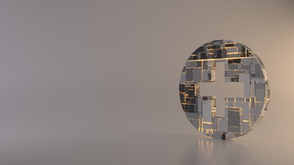 light background 3d rendering symbol of plus circle icon