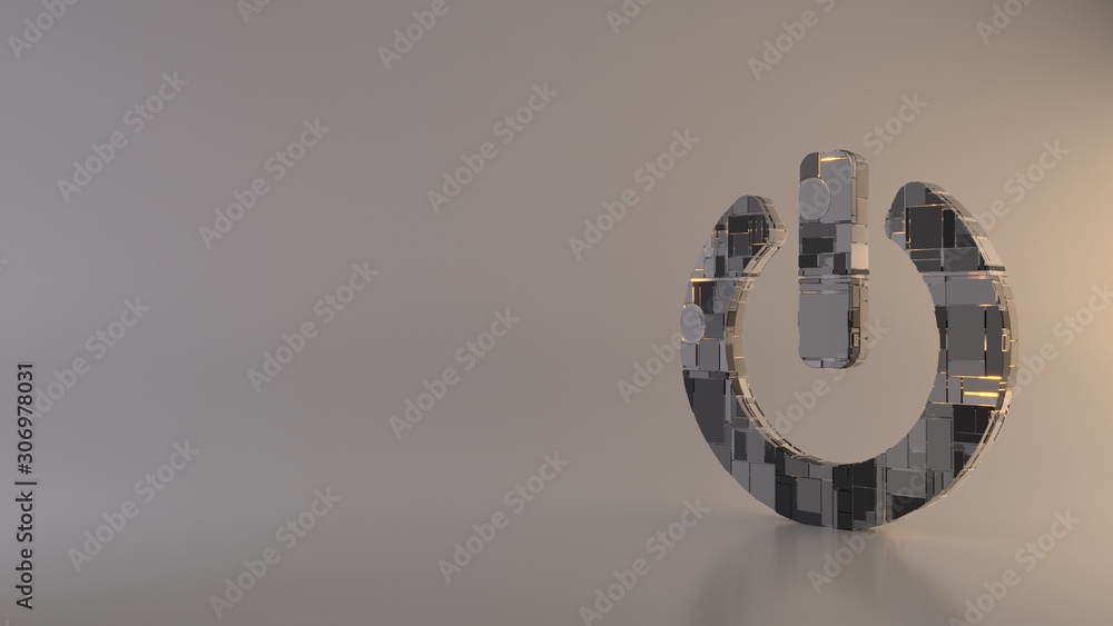 Poster light background 3d rendering symbol of power off icon