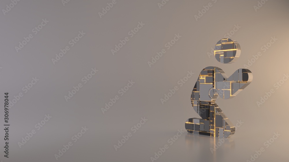 Poster light background 3d rendering symbol of pray icon