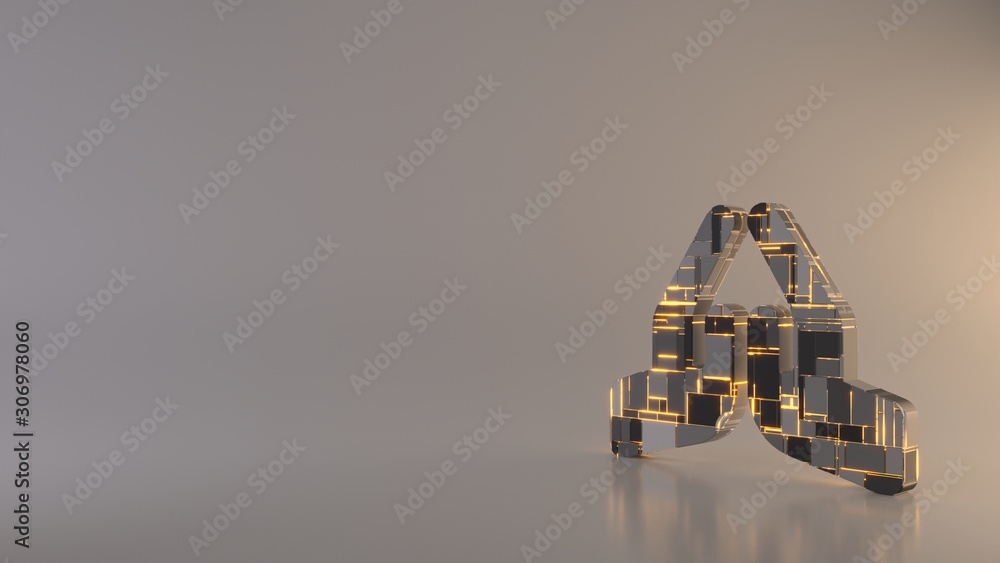 Poster light background 3d rendering symbol of praying hands icon
