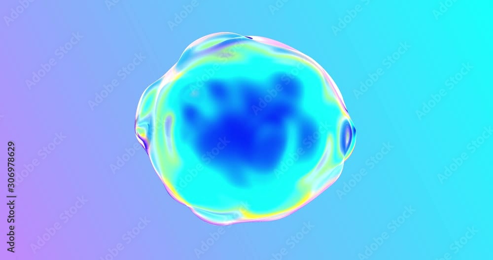 Fototapete abstract bubble, liquid sphere on color gradient background. water drop distortion or air soap bubbl