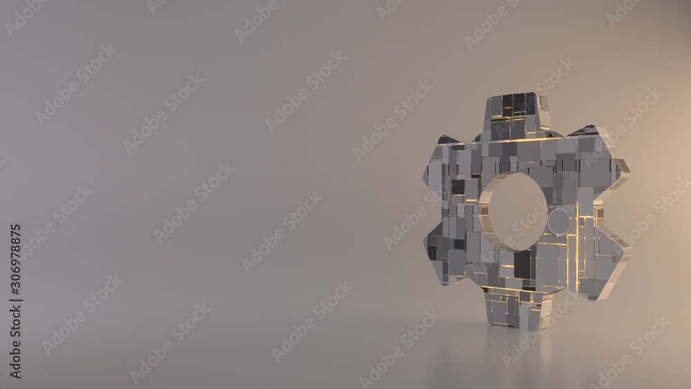 Aufkleber light background 3d rendering symbol of settings icon