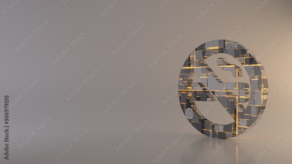 Poster light background 3d rendering symbol of smoking ban icon