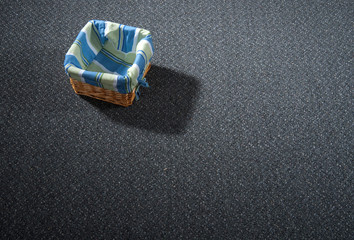 storage basket on the carpet floor