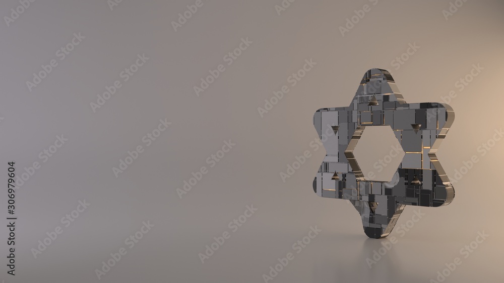 Aufkleber light background 3d rendering symbol of star of david icon