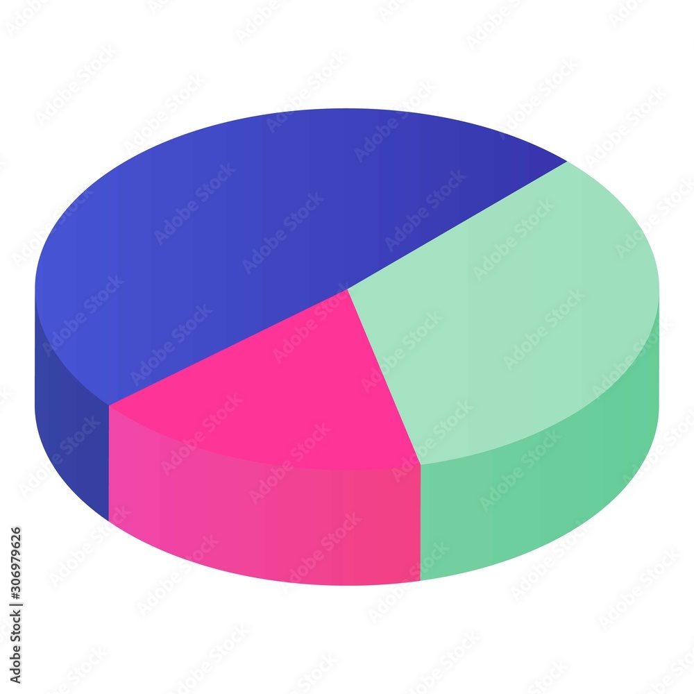 Poster pie chart icon. isometric of pie chart vector icon for web design isolated on white background