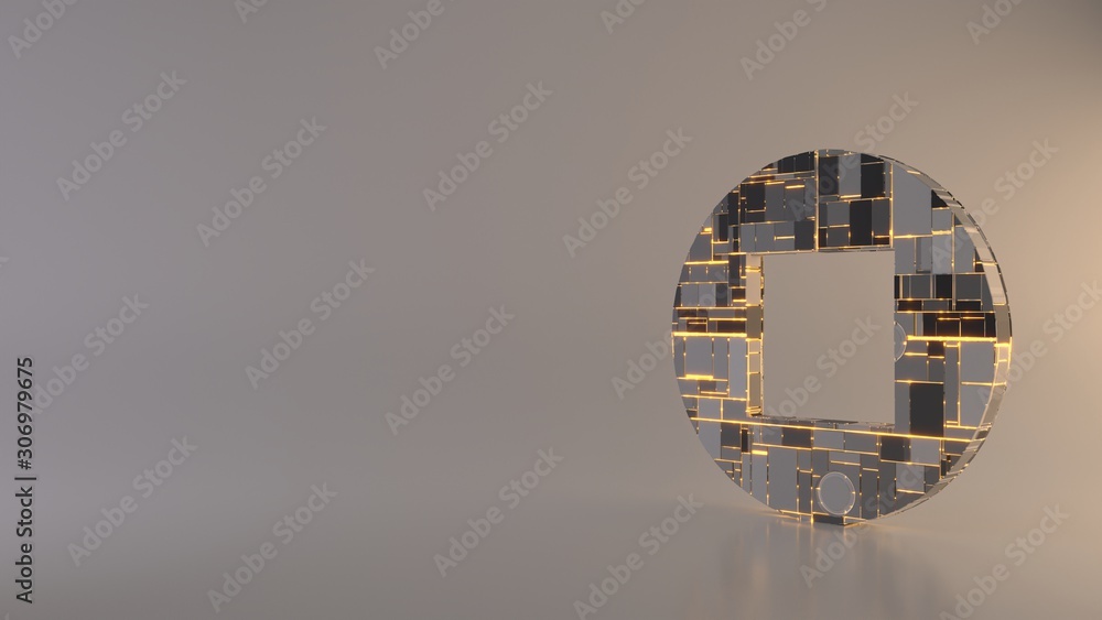 Poster light background 3d rendering symbol of stop icon