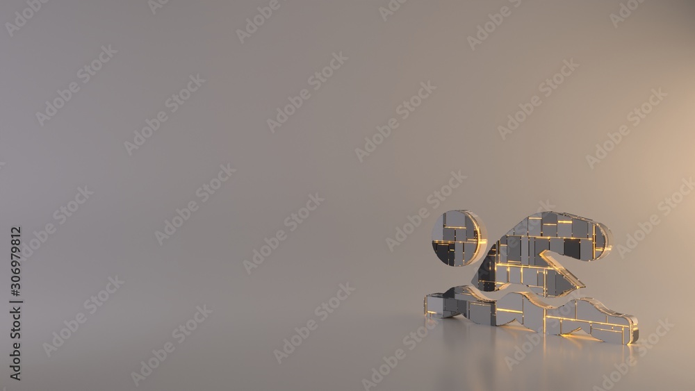 Poster light background 3d rendering symbol of swimmer icon