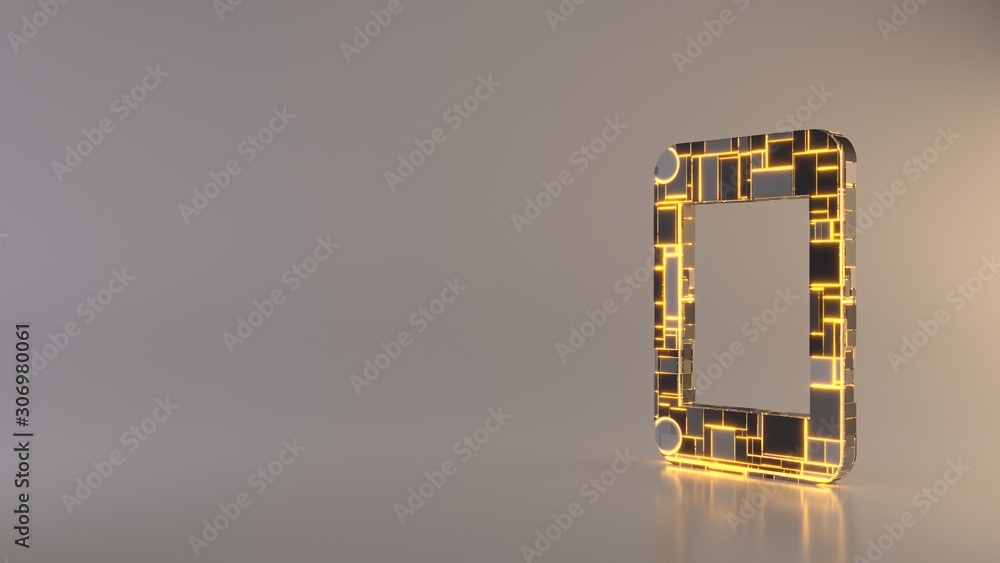 Poster light background 3d rendering symbol of technology icon
