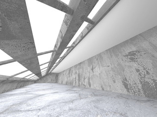 Dark concrete empty room. Modern architecture design