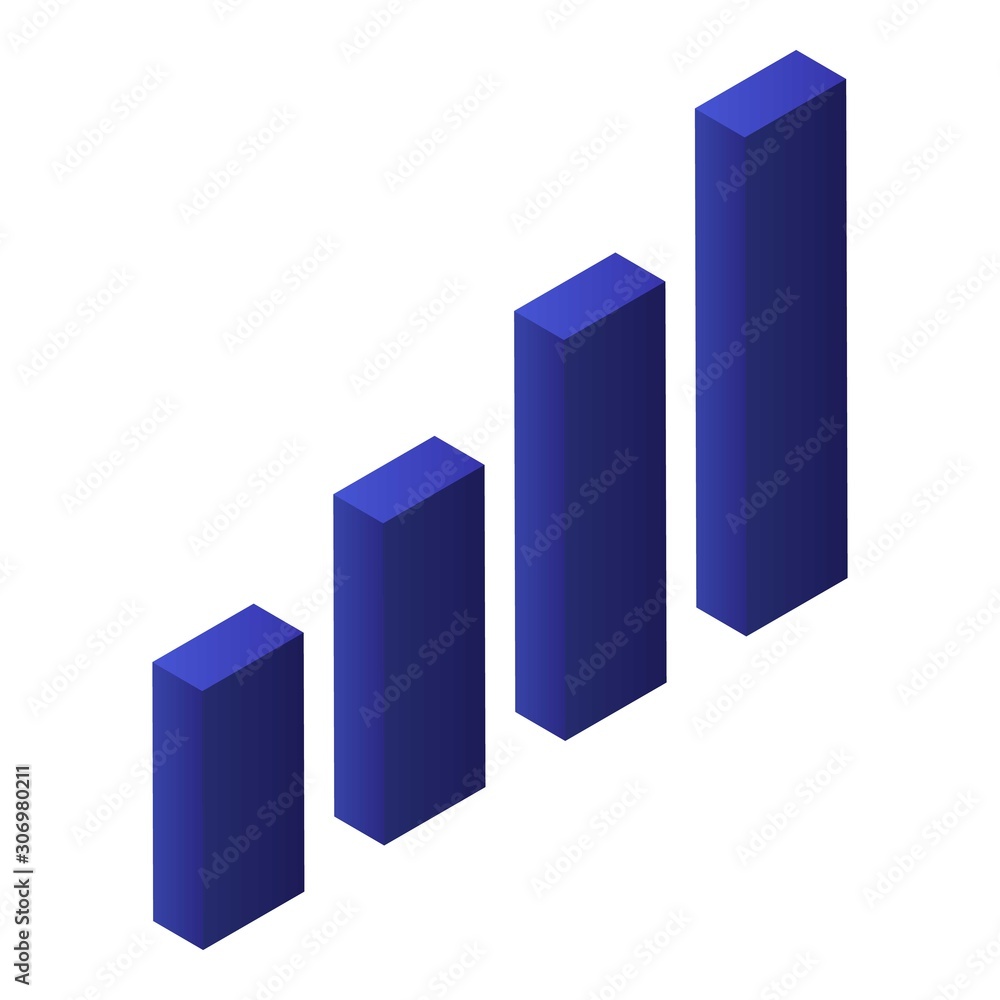 Poster graph bar icon. isometric of graph bar vector icon for web design isolated on white background
