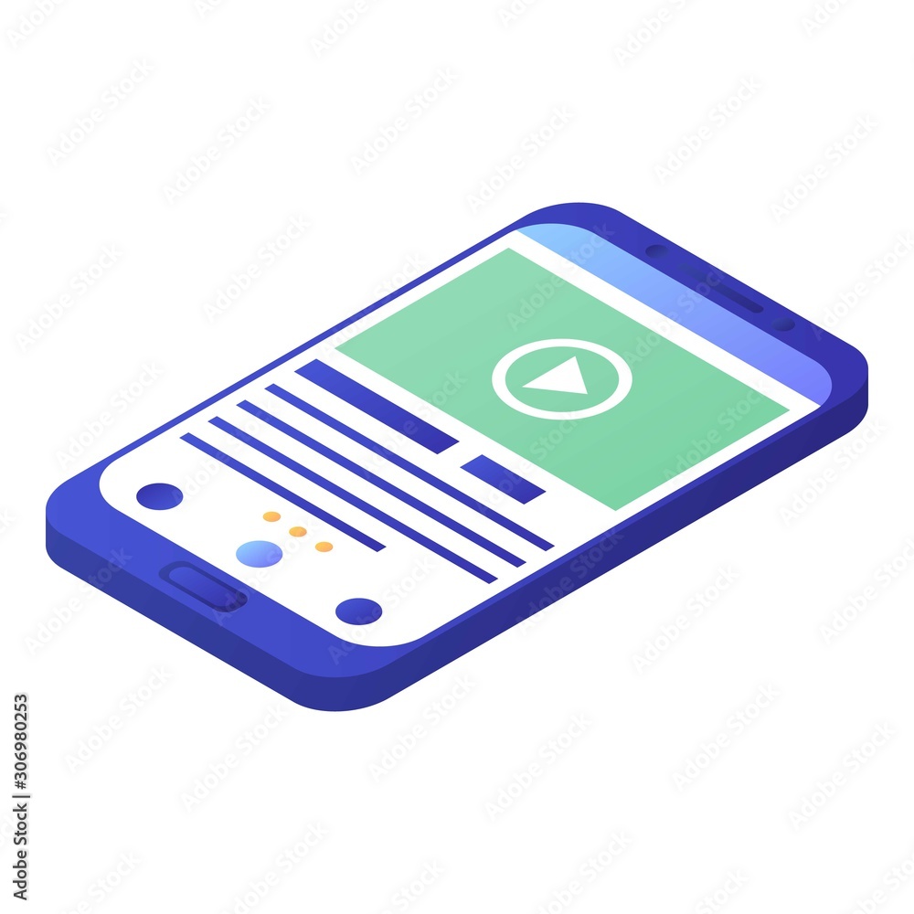 Poster modern smartphone icon. isometric of modern smartphone vector icon for web design isolated on white 