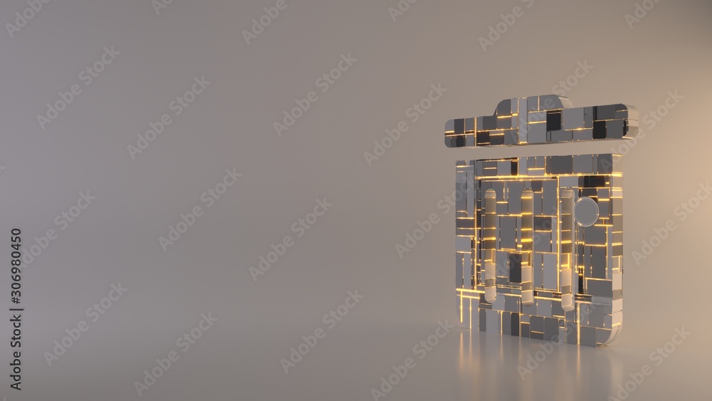 Poster light background 3d rendering symbol of trash alt icon