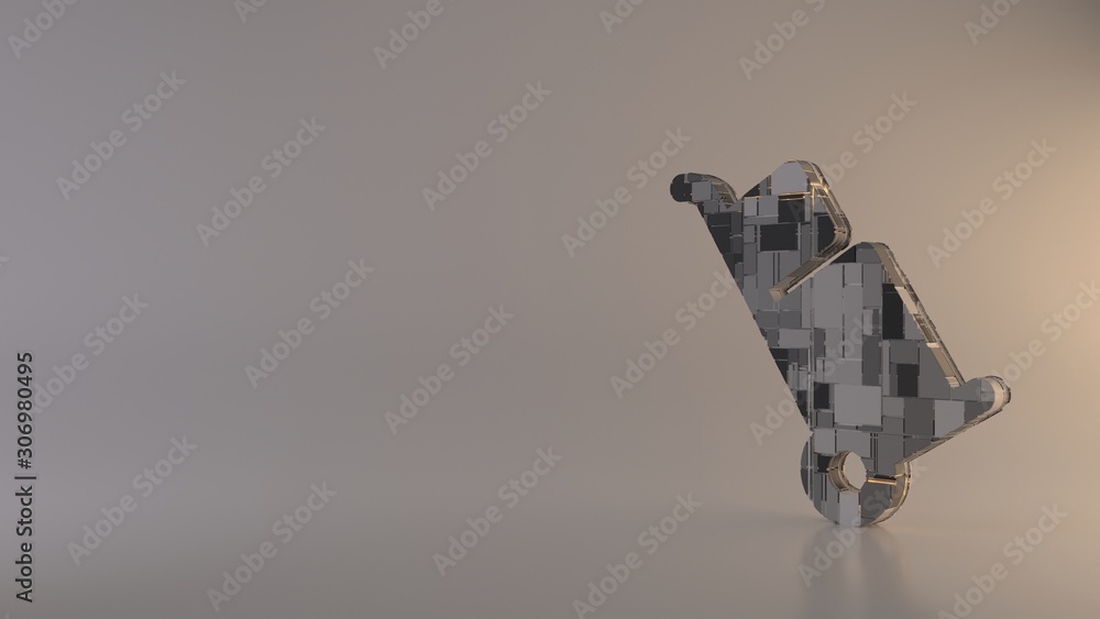 Poster light background 3d rendering symbol of trolley icon