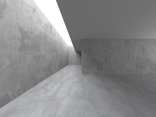 Dark concrete empty room. Modern architecture design