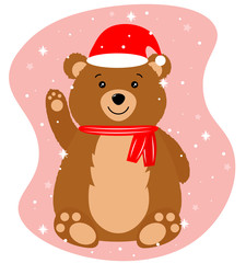 christmas bear in sparkles and snowflakes
