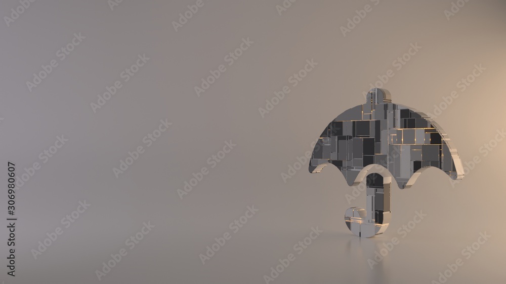 Poster light background 3d rendering symbol of umbrella icon