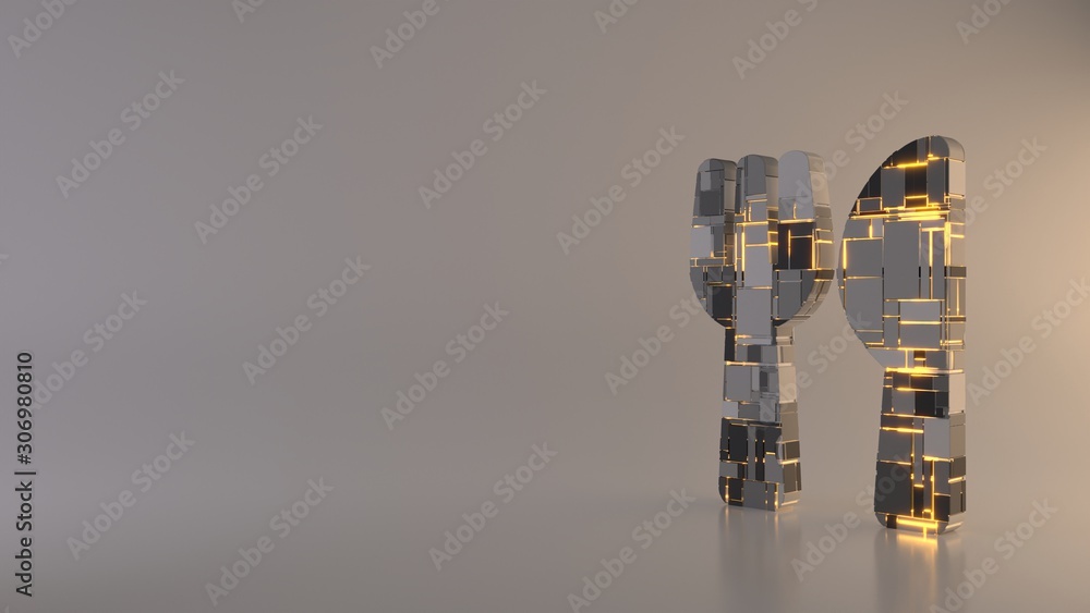 Poster light background 3d rendering symbol of utensils icon