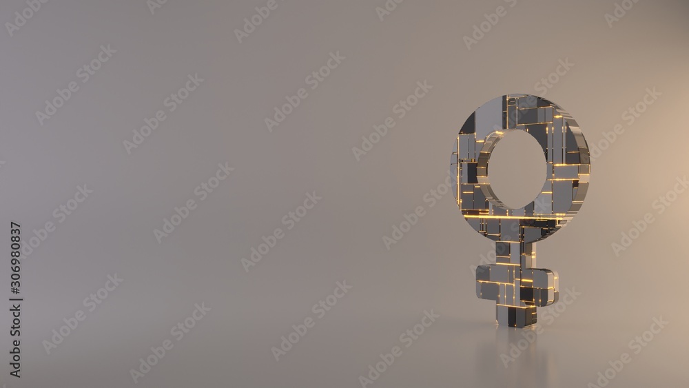 Poster light background 3d rendering symbol of venus icon
