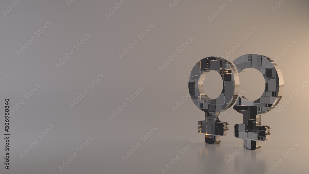 Poster light background 3d rendering symbol of venus double icon