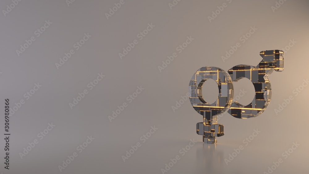 Poster light background 3d rendering symbol of venus mars icon
