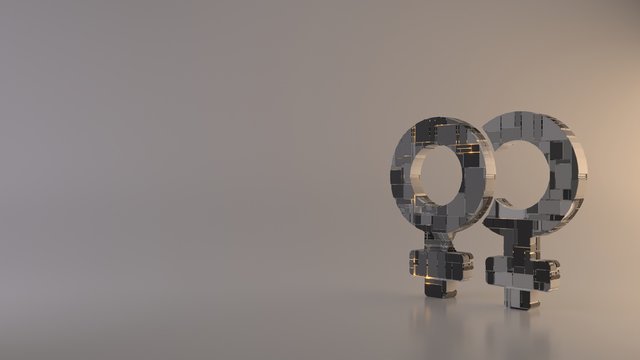 light background 3d rendering symbol of Venus double icon