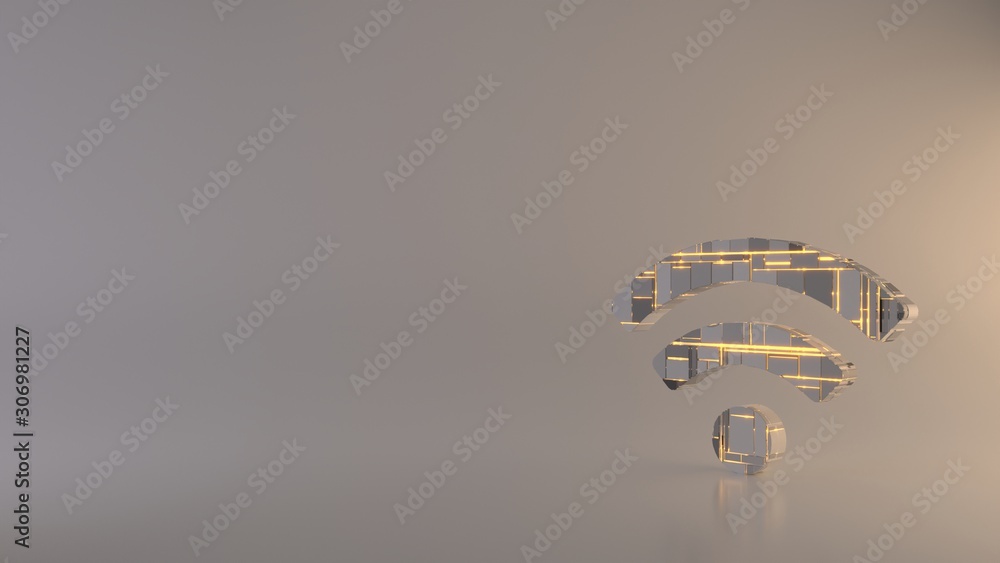 Aufkleber light background 3d rendering symbol of wi-fi icon