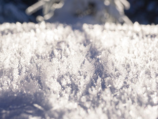 Schneekristalle im Sonnenschein