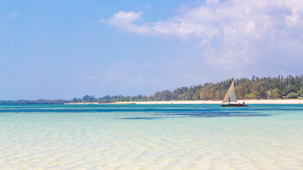 A Traditional Dhow Boat Sailing
