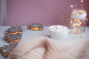 Warm cocoa with marshmellows.