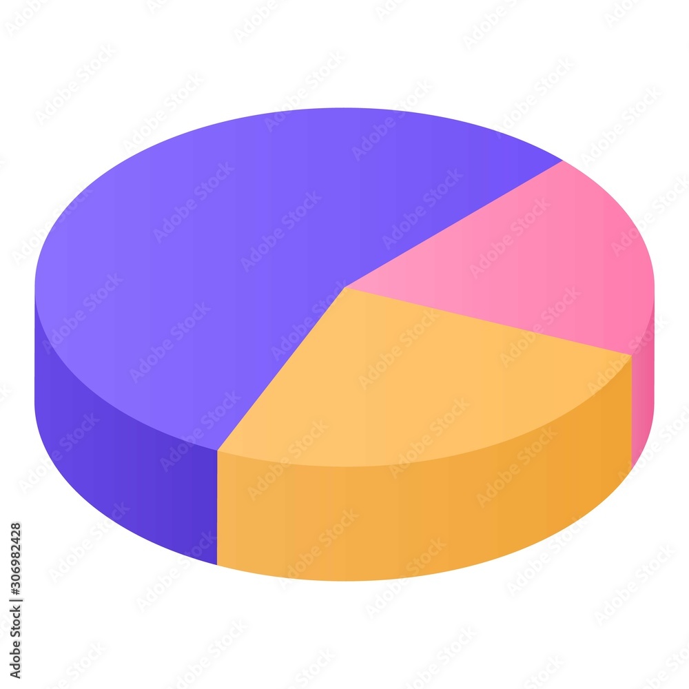 Poster colorful pie chart icon. isometric of colorful pie chart vector icon for web design isolated on whit