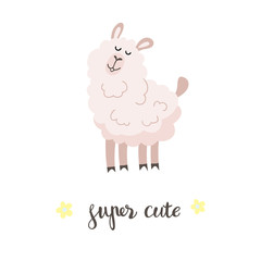 Funny alpaca and handwritten inscription Super cute.
