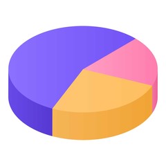 Obraz premium Colorful pie chart icon. Isometric of colorful pie chart vector icon for web design isolated on white background