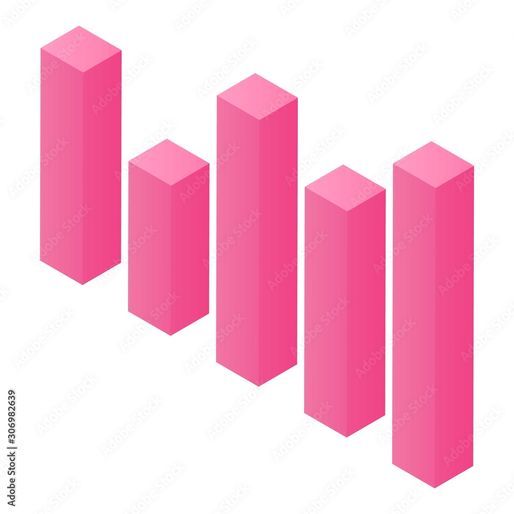Poster pink graph bars icon. isometric of pink graph bars vector icon for web design isolated on white back