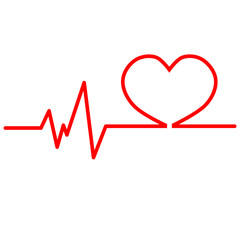 Red heartbeat line icon. Vector illustration isolated on a white background. Eps 10. With love in heart. 